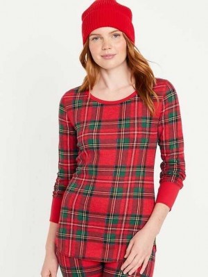 Old Navy Waffle-Knit Pajama Top Pyjama Damen Rot | 7123ARGZD