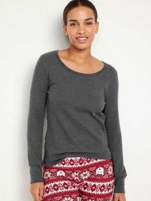 Old Navy Waffle-Knit Pajama Top Pyjama Damen Dunkelgrau | 8731WVXFD