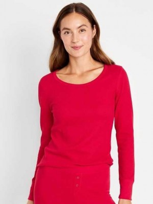 Old Navy Waffle-Knit Pajama Top Pyjama Damen Rot | 9420POXRG