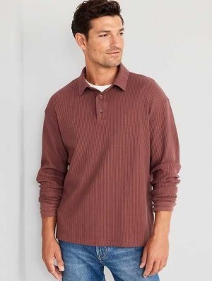 Old Navy Waffle-Knit Polo Pullover Polo Shirts Herren Molasses Candy | 7915AJTHN