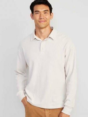 Old Navy Waffle-Knit Polo Pullover Polo Shirts Herren Beige | 1435HLJID