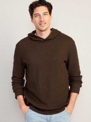 Old Navy Waffle-Knit Pullover Hoodie T-shirts Herren Kaffee | 4163SGWKX