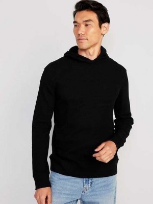 Old Navy Waffle-Knit Pullover Hoodie T-shirts Herren Blackjack | 9586RTMKO