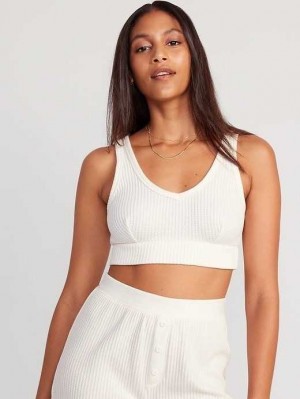 Old Navy Waffle-Knit V-Neck Pajama Bralette Top Pyjama Damen Creme De La Creme | 3845MDEQB