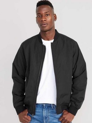 Old Navy Wasser-Resistant Zip-Front Bomber Jacket Mäntel Herren Schwarz | 0427ECPYD