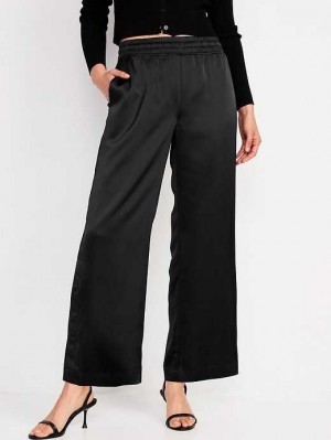 Old Navy Weite-Leg Satin Track Pants Sportbekleidung Damen Schwarz | 8639QFABX