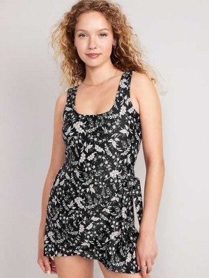 Old Navy Wrap-Front Swimsuit Kleider Badeanzüge Damen Schwarz | 7048OFZTR
