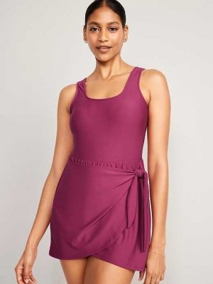 Old Navy Wrap-Front Swimsuit Kleider Badeanzüge Damen Lila | 8394VZWGR