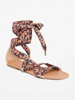 Old Navy Wrap-Tie Scarf Sandal Sandalen Damen Warm Floral Top | 4761GINTD