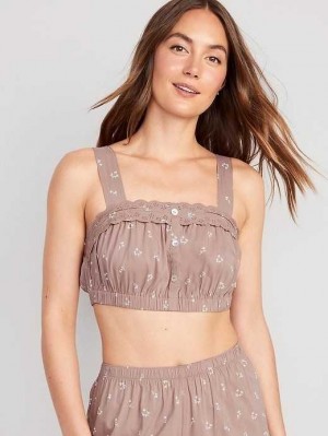 Old Navy Ärmellose Button-Front Bralette Pajama Top Pyjama Damen Braun | 2931PJHFZ