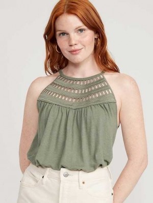 Old Navy Ärmellose Crochet-Trim Linen-Blend Top Oberteile Damen Bare Ground | 8019YVZEB