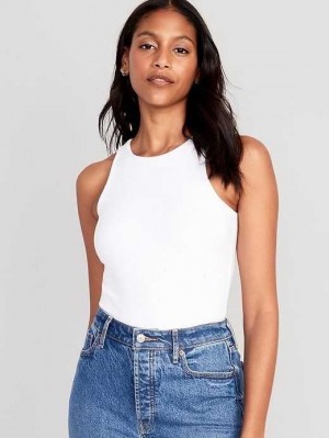Old Navy Ärmellose High-Neck Bodysuit Oberteile Damen Weiß | 6340DZNCL