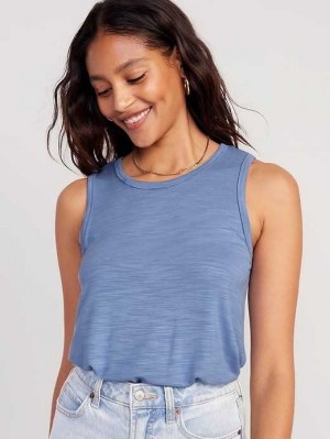 Old Navy Ärmellose Luxe Slub-Knit T-Shirt Oberteile Damen Blau | 6302LQGFU