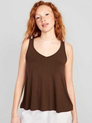 Old Navy Ärmellose Luxe V-Neck Swing T-Shirt Oberteile Damen Espresso | 3621PJGTU