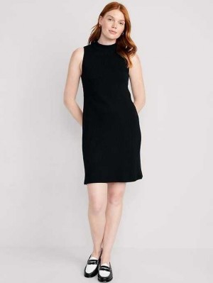 Old Navy Ärmellose Mock-Neck Rib-Knit Mini Shift Kleider Kleid Damen Blackjack | 6138KCTIA