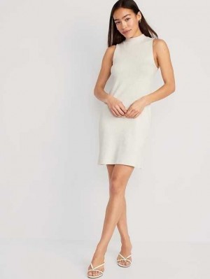 Old Navy Ärmellose Mock-Neck Rib-Knit Mini Shift Kleider Kleid Damen Cozy Cashmere | 8036UHIDB