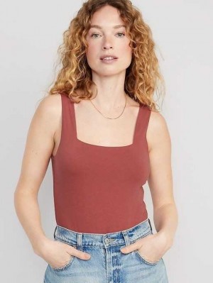Old Navy Ärmellose Square-Neck Bodysuit Oberteile Damen Dunkelrot | 7359TOSRA