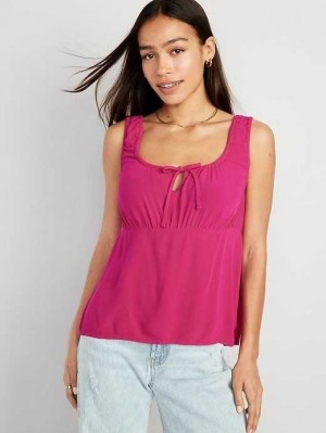 Old Navy Ärmellose Tie-Front Crepe Top Oberteile Damen Rosa | 3586BPZFG