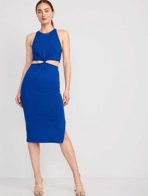 Old Navy Ärmellose Twist-Front Midi Kleider Kleid Damen Tanzanite | 4098UHKLX