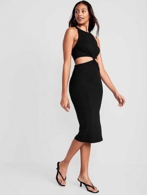 Old Navy Ärmellose Twist-Front Midi Kleider Kleid Damen Blackjack | 0568SLNHJ