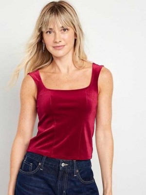 Old Navy Ärmellose Velvet Top Oberteile Damen Rot | 5830KJWUA