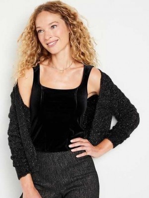 Old Navy Ärmellose Velvet Top Oberteile Damen Schwarz | 6079PBXYO